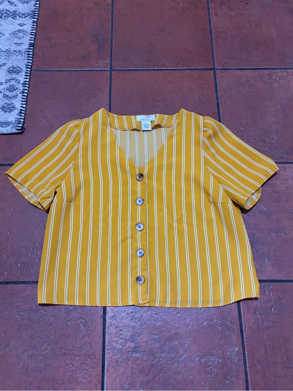 Yellow Striped Button-Front Top